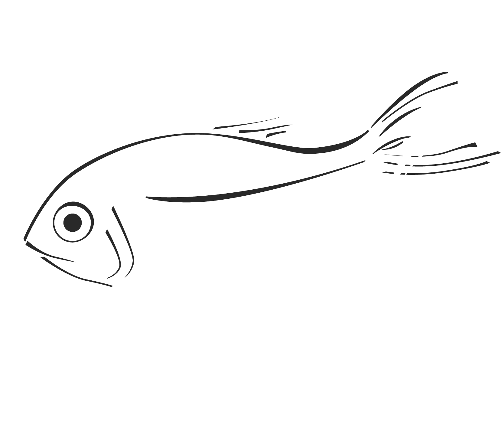 Illustration von zwei Fischen im Stil von einer Tuschezeichnung